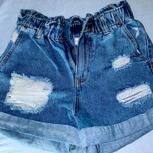 vintage high waisted shorts denim ripped summer style